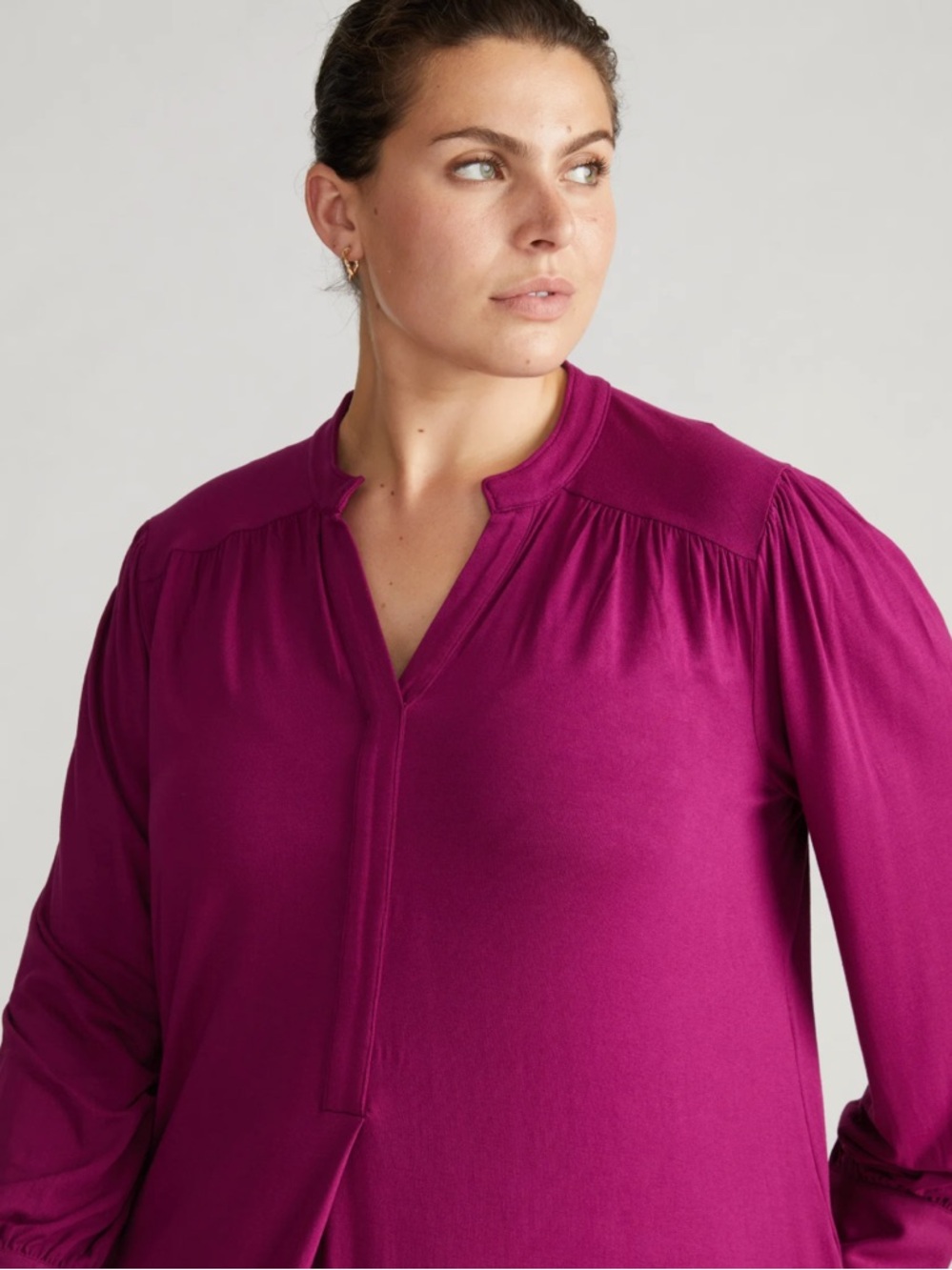 NWT Universal Standard Gramercy Liquid Jersey Fuchsia Long Sleeve Midi Dress - Picture 4 of 8